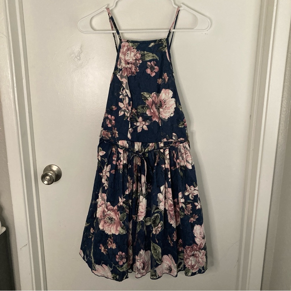 NWT Bailey Blue Floral Print Navy Blue Lace Polyester Spring Dress